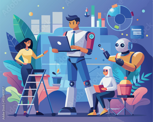 team al lavoro insieme all'intelligenza artificiale 04
