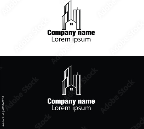 Modern Real Estate Logo Featuring Skyscrapers and a House