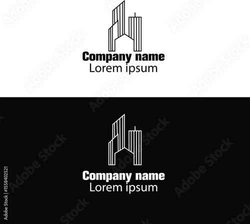 Modern Real Estate Logo Featuring Skyscrapers and a House