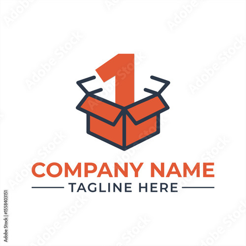 Creative Number One Logo Design with Box and Modern Typography for Business and Branding Solutions Innovative and Unique