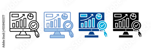 Data Analytics Icon set multiple style collection