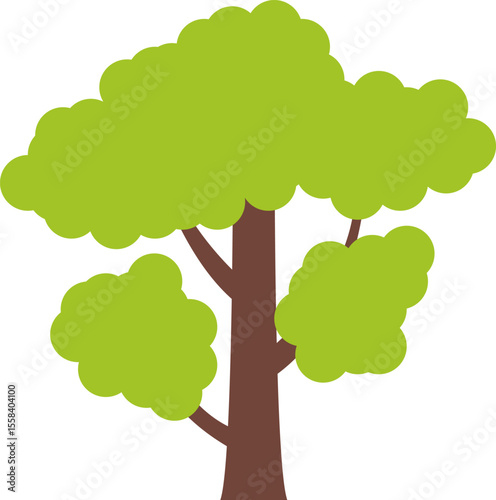 Tree icon, simple silhouettes. Flat trees set, pines, spruces, conifers and deciduous trees. Forest green tree nature plant isolated vector illustration