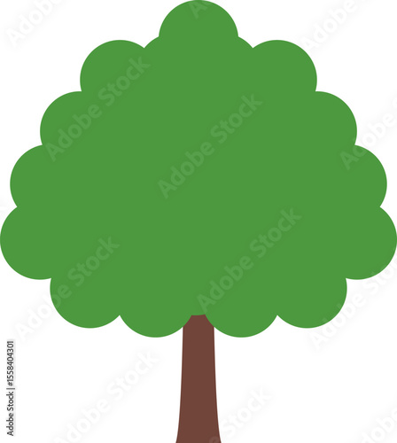 Tree icon, simple silhouettes. Flat trees set, pines, spruces, conifers and deciduous trees. Forest green tree nature plant isolated vector illustration