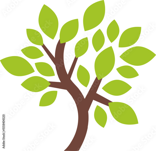 Tree icon, simple silhouettes. Flat trees set, pines, spruces, conifers and deciduous trees. Forest green tree nature plant isolated vector illustration