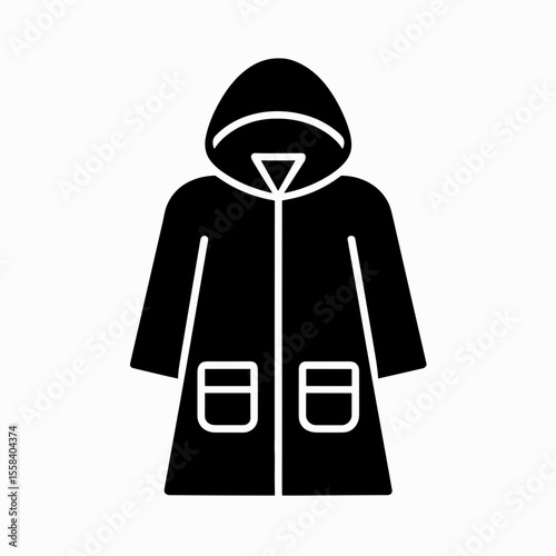 Raincoat icon filled – symbol of weather protection and outerwear fashion