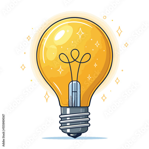 A light bulb with filament glowing