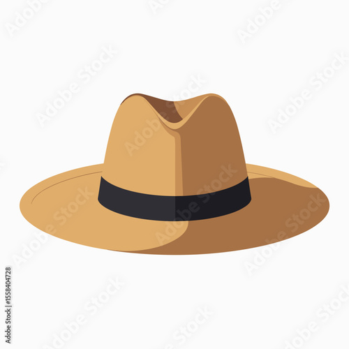 Stylish Tan Fedora Hat with Black Band Illustration for Fashion and Apparel Design