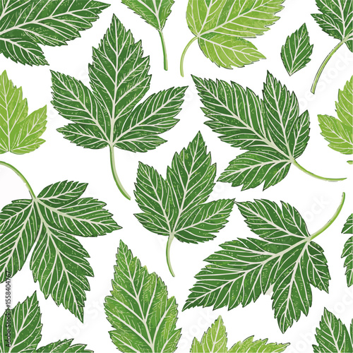Seamless Tropical Leaf Pattern Vector - Green Banana Leaves Background Illustration