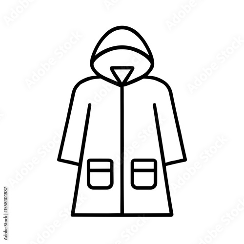 Raincoat icon outline – symbol of weather protection and outerwear fashion