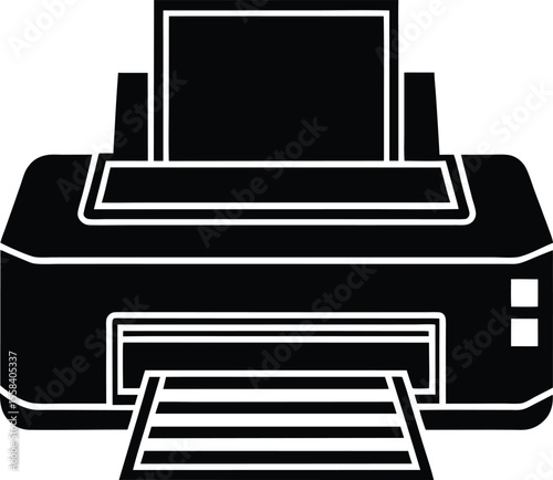 Vector art of a printer with paper isolated on white background in a vector illustration