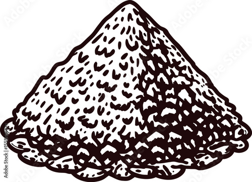 Hand drawn pile of salt isolated on white background vintage monochrome sketch illustration of seasoning mound