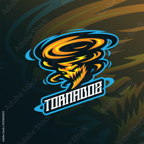 Tornado mascot logo design vector with modern illustration concept style for badge, emblem and t shirt printing. Angry tornado illustration for sport team.
