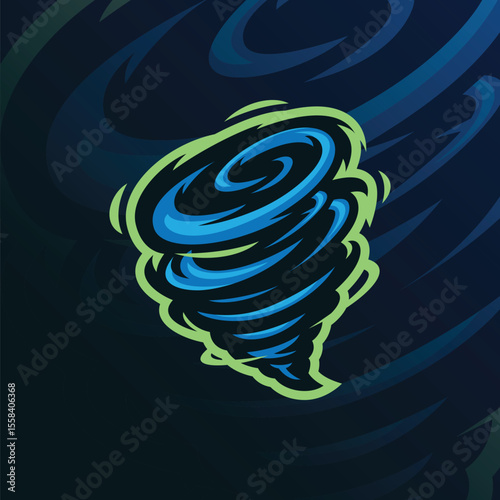 Tornado mascot logo design vector with modern illustration concept style for badge, emblem and t shirt printing. Tornado illustration for sport team.