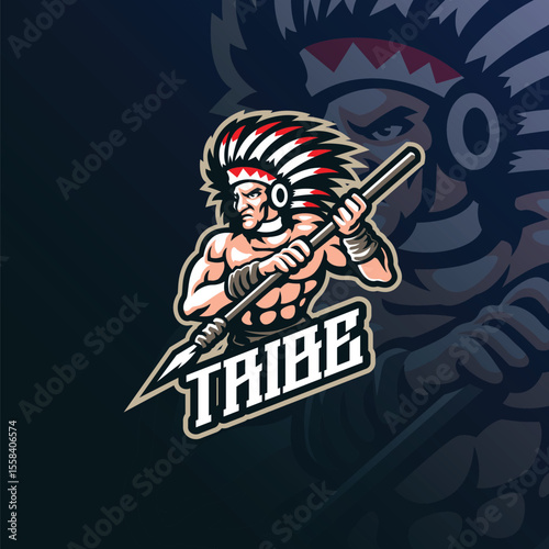 Tribe mascot logo design vector with modern illustration concept style for badge, emblem and t shirt printing. Tribe illustration for sport team.