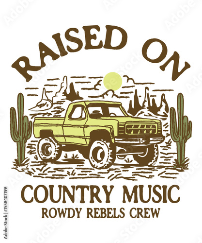 vintage artwork graphic for outdoor, fishing, adventure, summer, and vintage car t-shirt design.