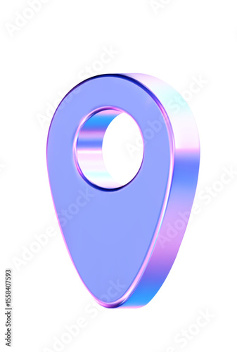 Map pointer icon vector illustration. 3D location pin illustration with blue and purple gradient