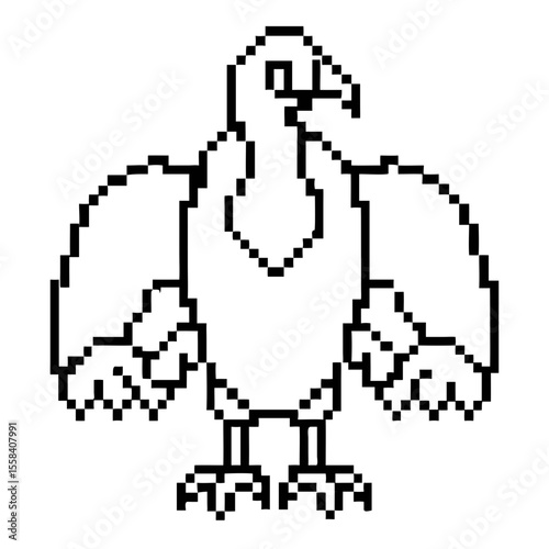 Pixel art representation of a condor bird with outstretched wings and strong talons