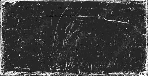 Texture of old surface on black background with white scratches. Worn, torn, weathered effect. Distressed black texture.Vector illustration, EPS 10.