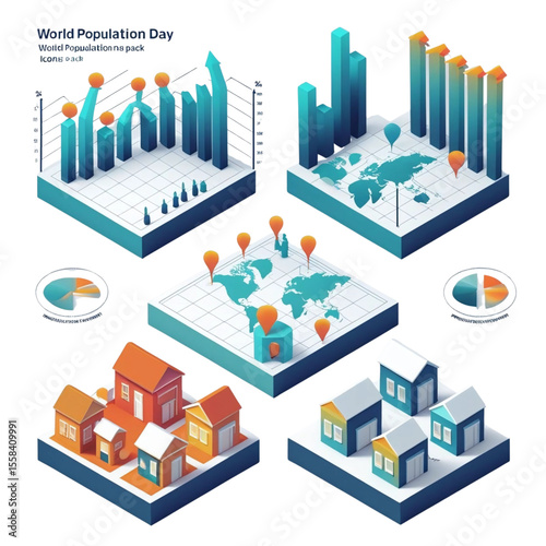 Flat Vector Icon Pack – World Population Day, Diversity, Growth, Global People
