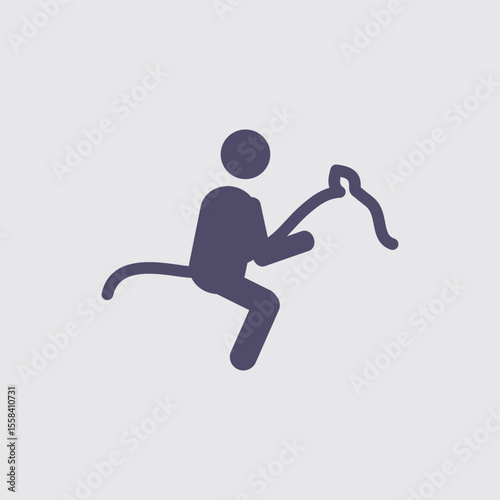 A simple stylized drawing of a horse rider riding sport with whip illustration in dark tone on a light background.