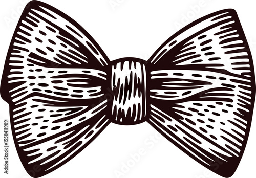 Hand drawn bow tie illustration in vintage engraved isolated on white background