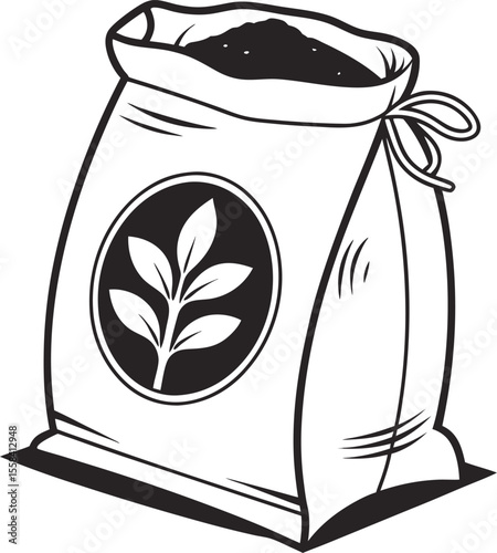 Vector art of seed bag isolated on white background shows fertilizer for plants