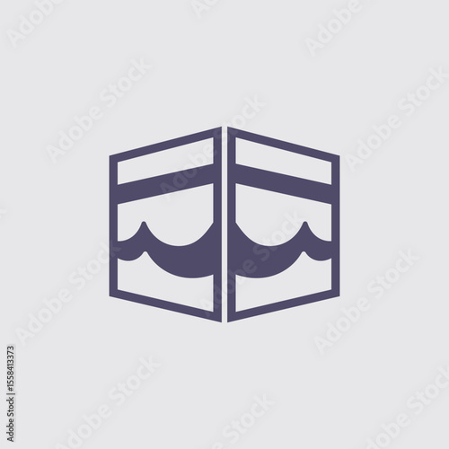 Elegant Kaaba icon symbolizes Islam and the hajj pilgrimage with clean lines against a neutral background