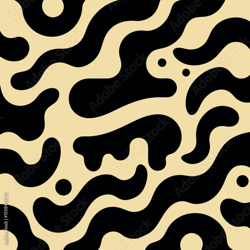 Abstract Black and Beige Organic Wave Pattern Background