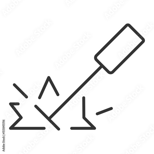 Welding torch linear icon. Metal fabrication. Construction equipment. Manual labor. Industrial work. Thin line illustration. Contour symbol. Vector outline drawing. Editable stroke