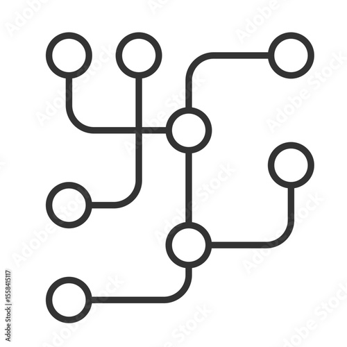 Metro network map linear icon. Interconnected lines and nodes. Public transportation scheme. Metro lines. Thin line illustration. Contour symbol. Vector outline drawing. Editable stroke