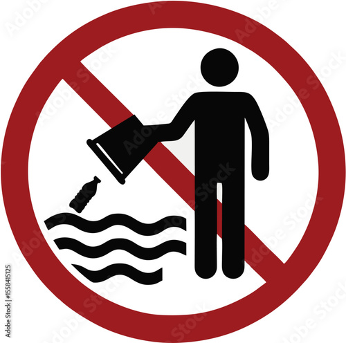No Littering Icon – Prohibition of Dumping Waste into River