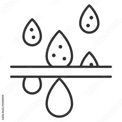 Water filtration linear icon. Desalination process. Waterdrop falling. Sanitation system. Water purification. Thin line illustration. Contour symbol. Vector outline drawing. Editable stroke