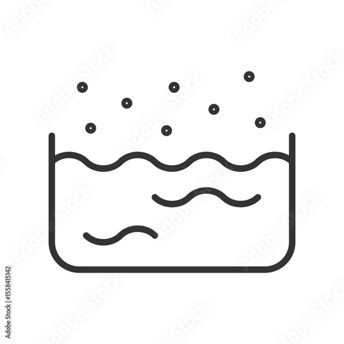 Evaporation linear icon. Rainwater reservoir. Water condensation and distillation process. Drain system. Thin line illustration. Contour symbol. Vector outline drawing. Editable stroke