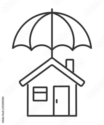 Home coverage linear icon. Property protection. Real estate safety. House loss prevention. Property coverage. Thin line illustration. Contour symbol. Vector outline drawing. Editable stroke