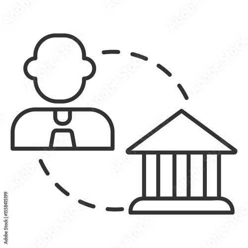 B2G model linear icon. Business to government. Business model. Government regulations. Public administration.Thin line illustration. Contour symbol. Vector outline drawing. Editable stroke