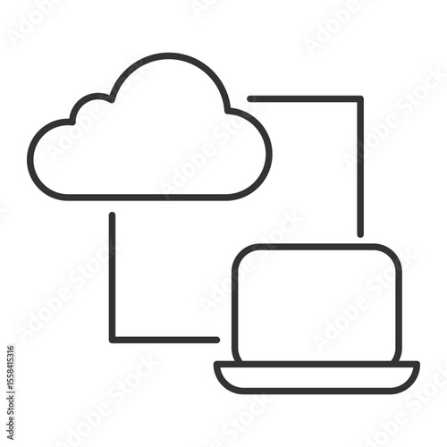 Cloud storage linear icon. Secure storage. Access to online storage. Internet technology integration. Thin line illustration. Contour symbol. Vector outline drawing. Editable stroke