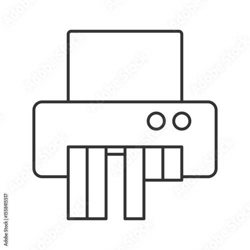 Paper shredder linear icon. Office equipment. Dispose confidential document. Office device. Paperwork. Thin line illustration. Contour symbol. Vector outline drawing. Editable stroke