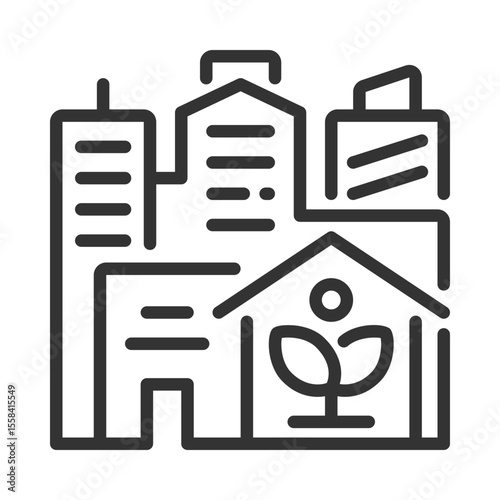 Urban farming pixel perfect linear icon. Indoor growing, rooftop. Modern city. Greenhouse gardening, hydroponics. Thin line illustration. Contour symbol. Vector outline drawing. Editable stroke