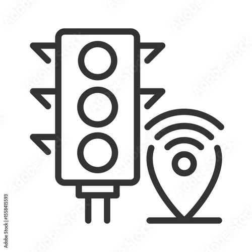 Traffic management systems pixel perfect linear icon. Intelligent transportation, signal control. Public transport. Thin line illustration. Contour symbol. Vector outline drawing. Editable stroke