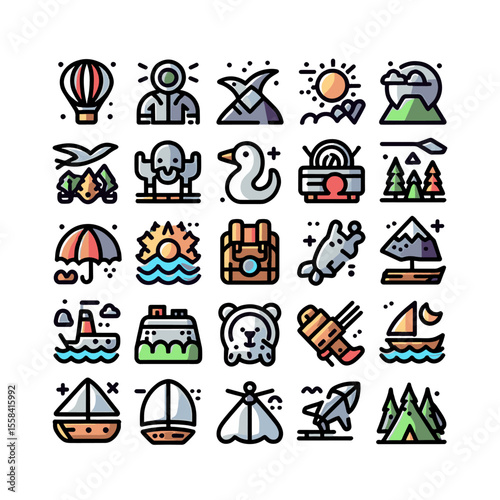 set of icons of transport