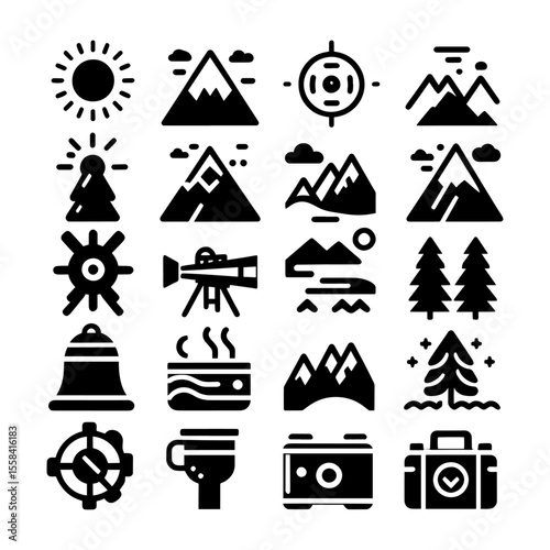 set of christmas icons adventure