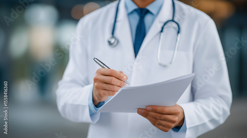 Wallpaper Mural Doctor with medical records and pen in hand on white background,focused Torontodigital.ca