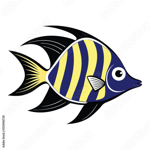 cute Angelfish vector illustration, isolated white background