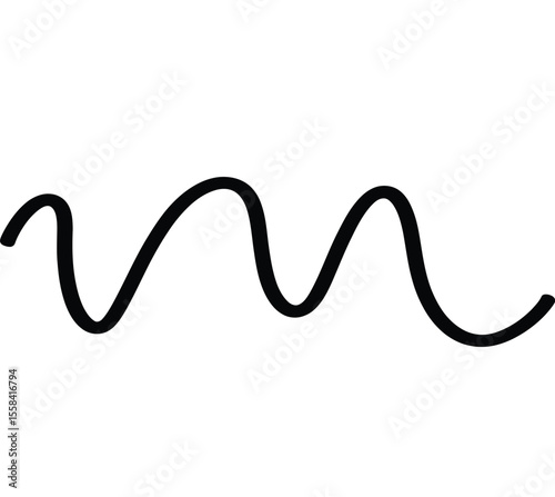 Wavy curvy long squiggles line, loopy line, wave line - stock vector