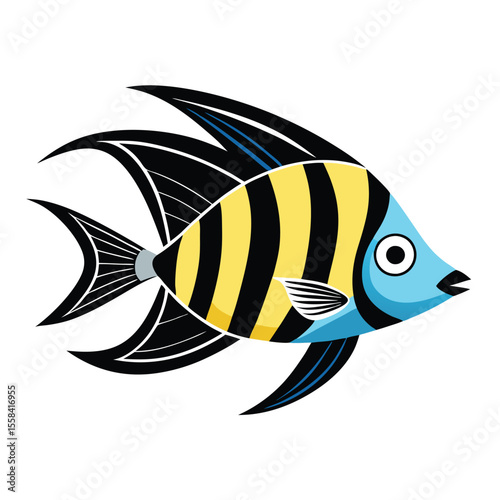 cute Angelfish vector illustration, isolated white background