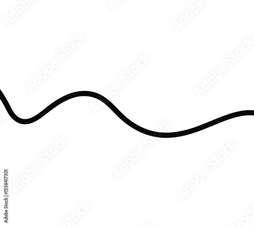 Wavy curvy long squiggles line, loopy line, wave line - stock vector