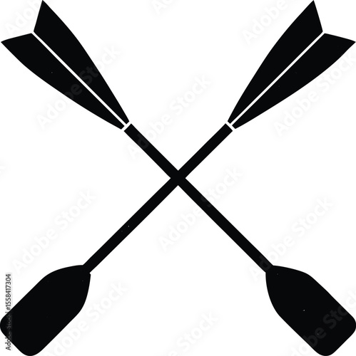 Vector art of crossed rowing oars isolated on white background representing boating sport