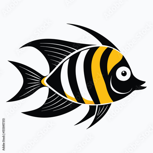 cute Angelfish vector illustration, isolated white background