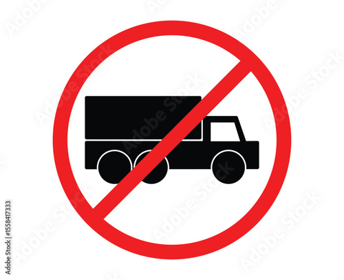 Trucks are prohibited from parking. Trucks are prohibited from passing. No truck sign. A red circle with a line through no trucks