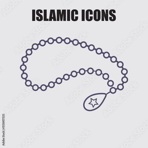 Islamic Iconography: An artistic representation of prayer beads, essential tools of Islamic devotion. With a simple elegance.